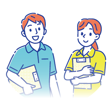 サービスについて説明する男女スタッフのイメージ